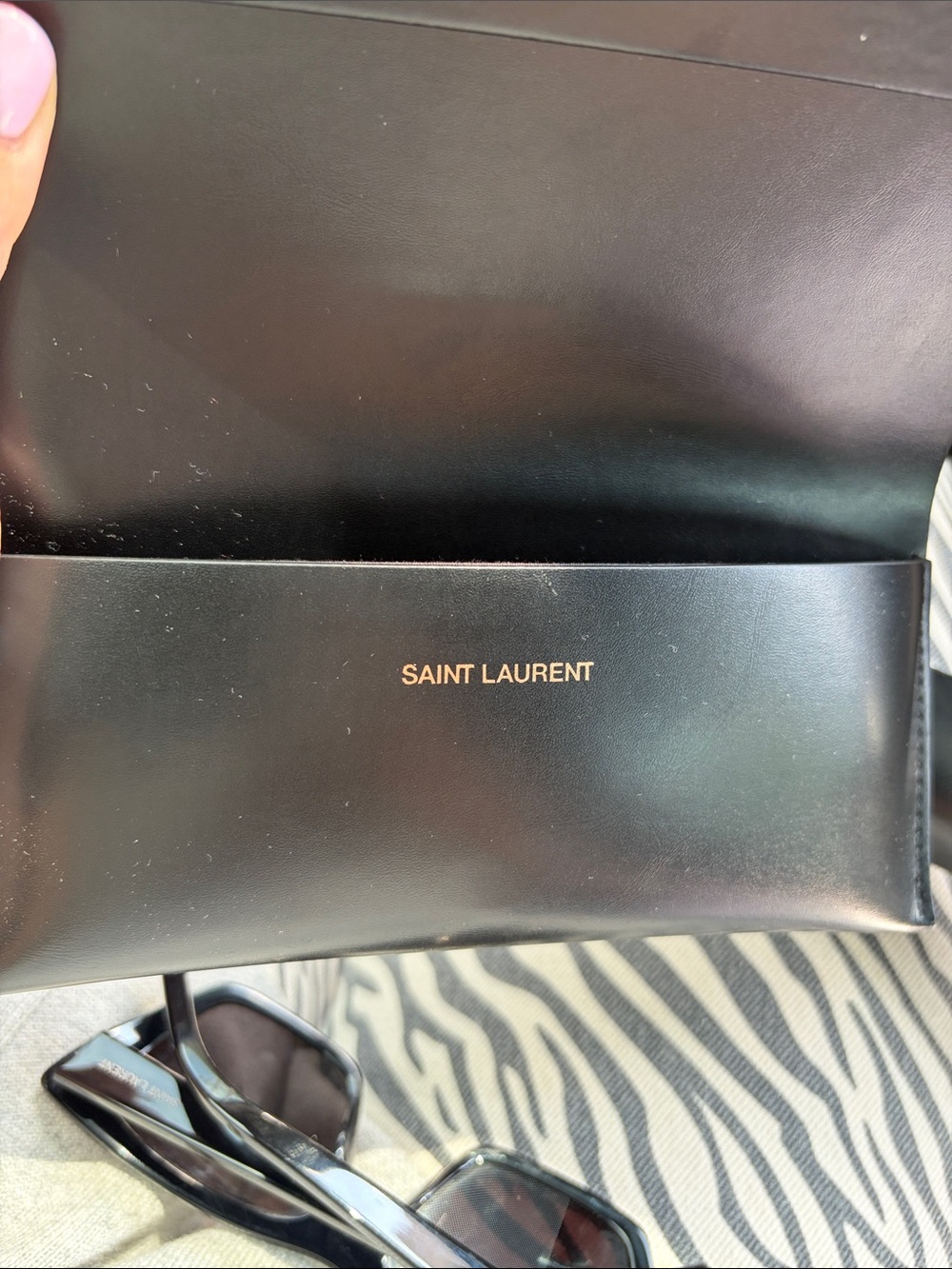 Saint Laurent Women’s Black Glossy Cat-Eye Sunglasses - Picture 9 of 12